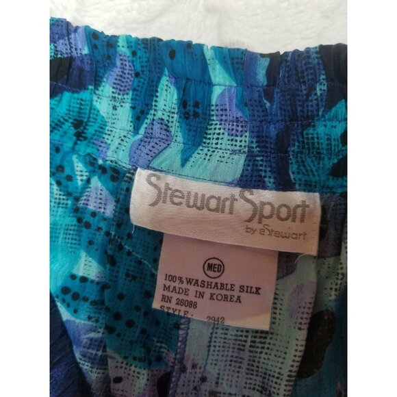 Stewart Sport by E Stewart Womens Medium Washable Silk Leaf Print Shorts - Picture 3 of 5